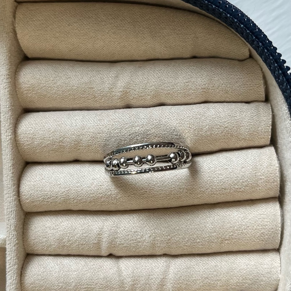 Silver Beaded Fidget Ring